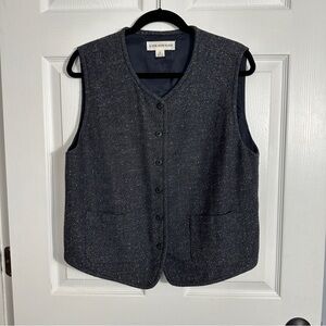Vintage A Line Anne Klein sz 12 vest, tweed look, gray, fully lined, classic